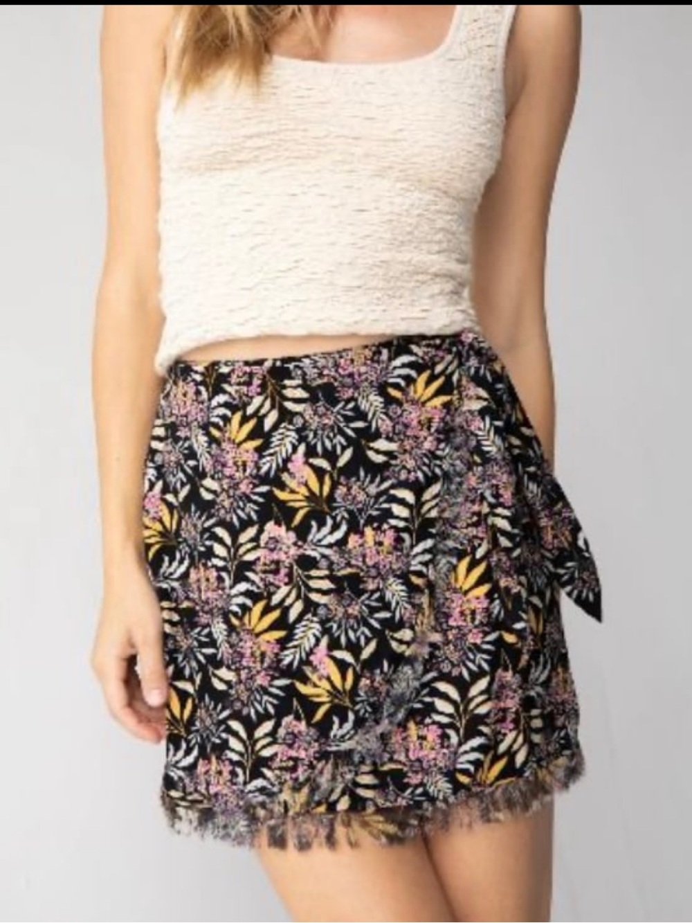 Natural Life Faux Wrap Skirt